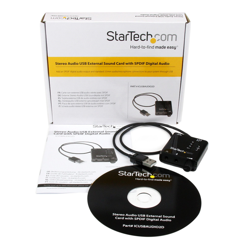 StarTech ICUSBAUDIO2D USB Stereo Audio Adapter External Sound Card